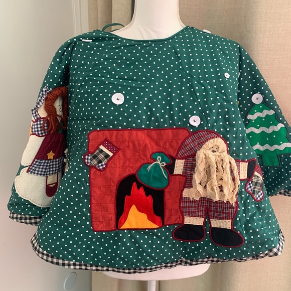 Dakin Country  Cottage Christmas Tree Skirt Homespun Tree Skirt By Applause Inc. - Picture 2 of 12